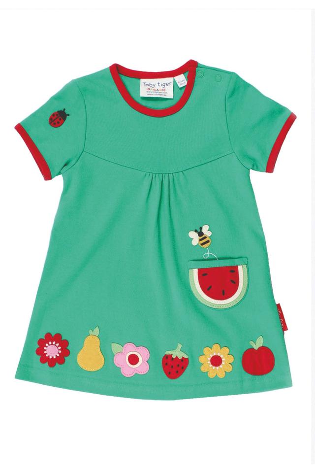 Kids 95% Cotton Fruit Flower T-Shirt Dress -