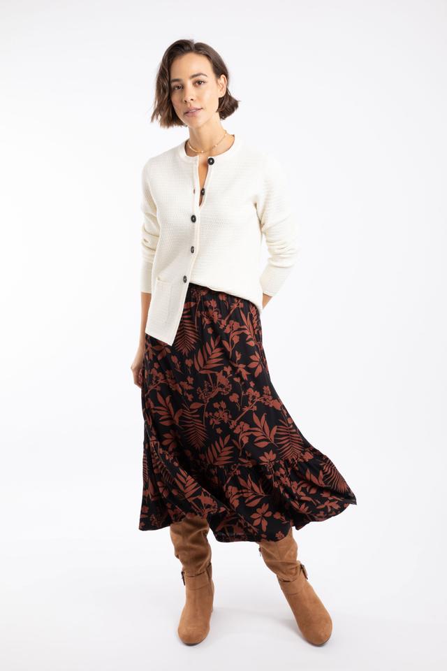 Minnerve Womens Tiered Printed Midi Skirt -