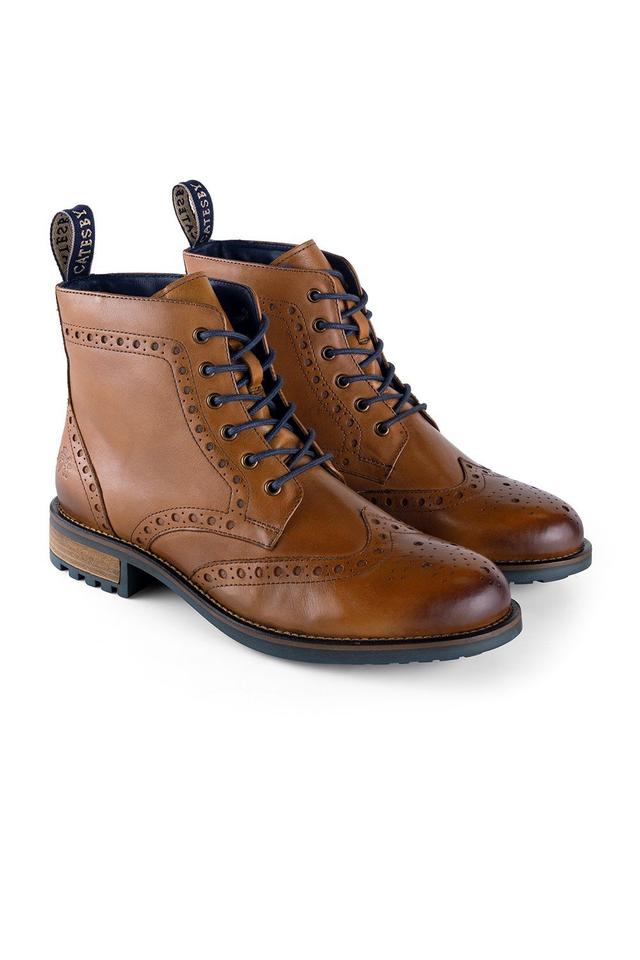 Ensign Mens Leather Brogue Lace Up Boots -