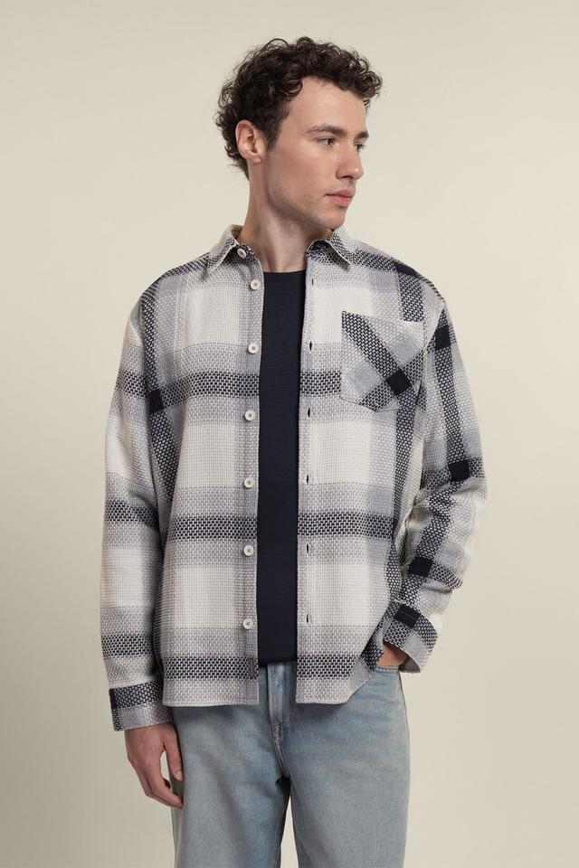 Mens Check Textured Overshirt -