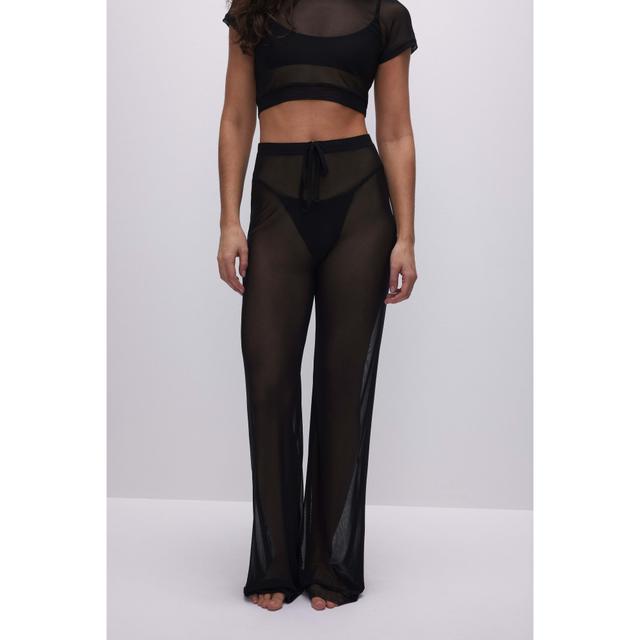 Women's Mesh Wide Pants | Black, Size 1XL | Good American by Khloé Kardashian