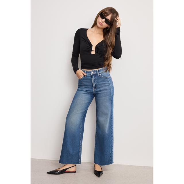 Women's Good Skate Cropped Wide Jeans | Indigo, Size 22 Plus | Good American by Khloé Kardashian
