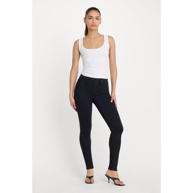 Women's Power Stretch Pull-On Skinny Jeans High Waisted Skinny Jeans | Black, Size XS | Good American by Khloé Kardashian