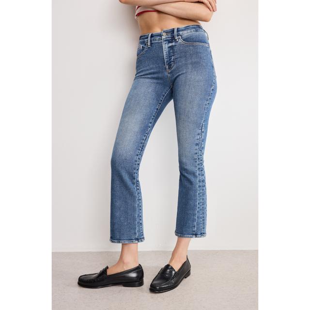Women's Good Legs Cropped Mini Boot Jeans | Extra Stretch, Flat Tummy Tech, Gap-Proof Waistband | Indigo, Size 26 Plus | Good Am