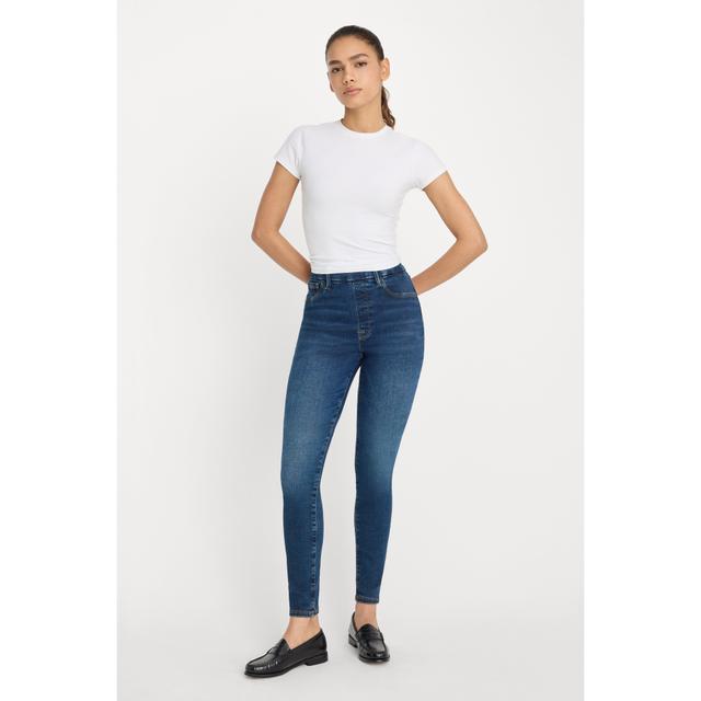 Women's Power Stretch Pull-On Skinny Jeans High Waisted Skinny Jeans | Indigo, Size XS | Good American by Khloé Kardashian