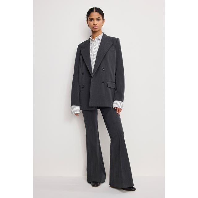 Women's Essential Suiting OverSized Double Breasted Blazer | Dark Heather Gray, Size XS | Good American by Khloé Kardashian