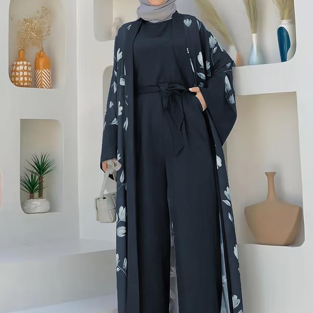 TEMU Zweiteiliges Jumpsuit-Set mit Mittlerer -Muslime-Druck für Frauen ohne Kopftuch