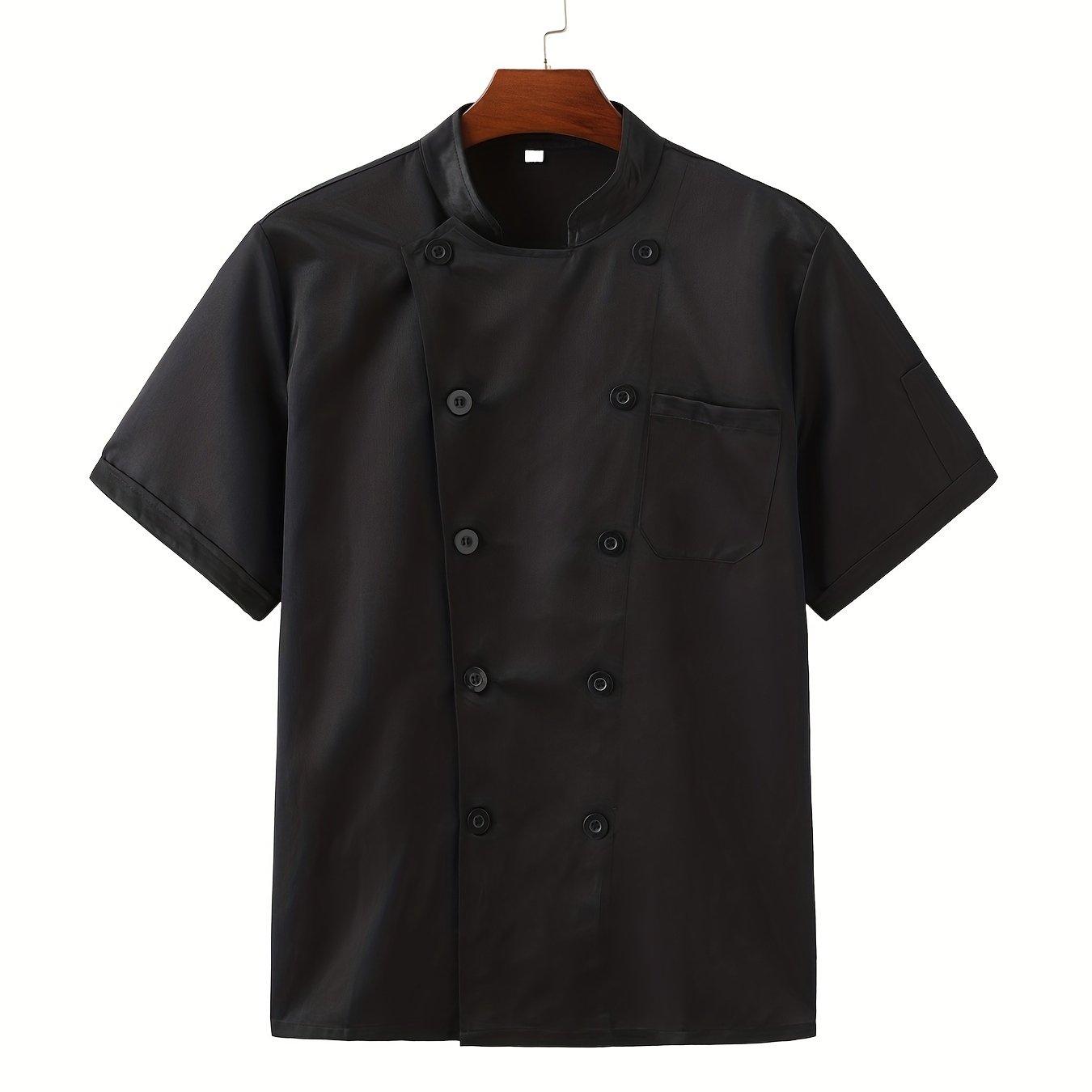 TEMU Men's Short-sleeve Chef Uniform For High-end Hotels, Restaurants, And Kitchen Baking