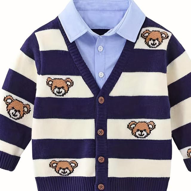 TEMU الأولاد سترة سترة معطف قميص وهمية قطعتين الأعلى ، ربيع الأطفال عارضة البلوز