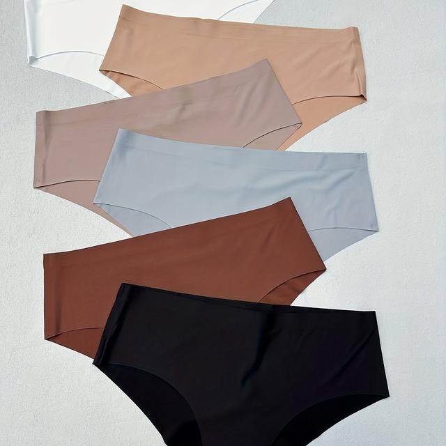 TEMU 6pcs Solid Color Seamless Women's Briefs, Simple Comfortable Soft Low-rise Invisible Quick-dry Breathable Underwear