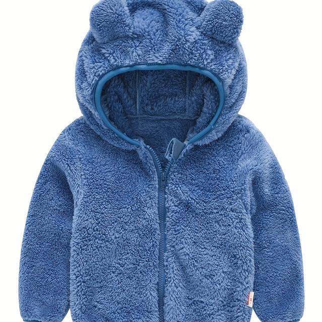 TEMU معطف قطيفة بغطاء للرأس للأولاد