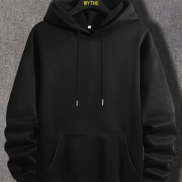 TEMU Jednokolorowe Bluzy Męskie, Męska Codzienna Bluza Z Kapturem Z Kieszenią Kangurką Na Wiosnę, Jesień, Prezenty