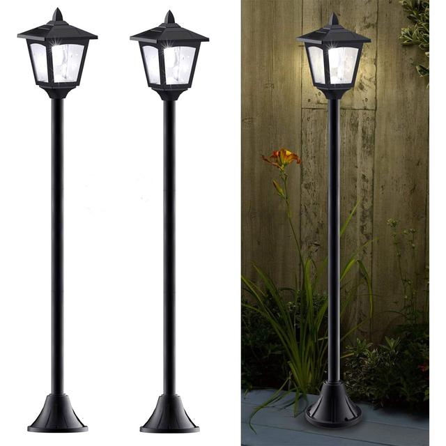 TEMU 2 Pack 40 Inches Mini Solar Lamp Post Lights Outdoor, Solar Powered Vintage Street Lights For Lawn, Pathway, Driveway, Front/back Door