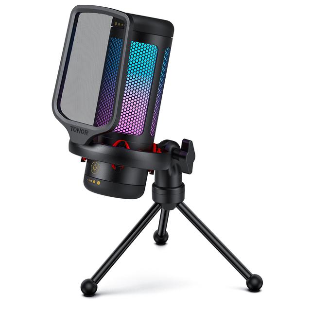 TEMU Usb Microphone For Pc Computer, Condenser Mic With Adjustable Rgb & Brightness, Quick Mute, Control, For Streaming, Podcasting, Recording, Ps4/5 Desktop Mic Tc310