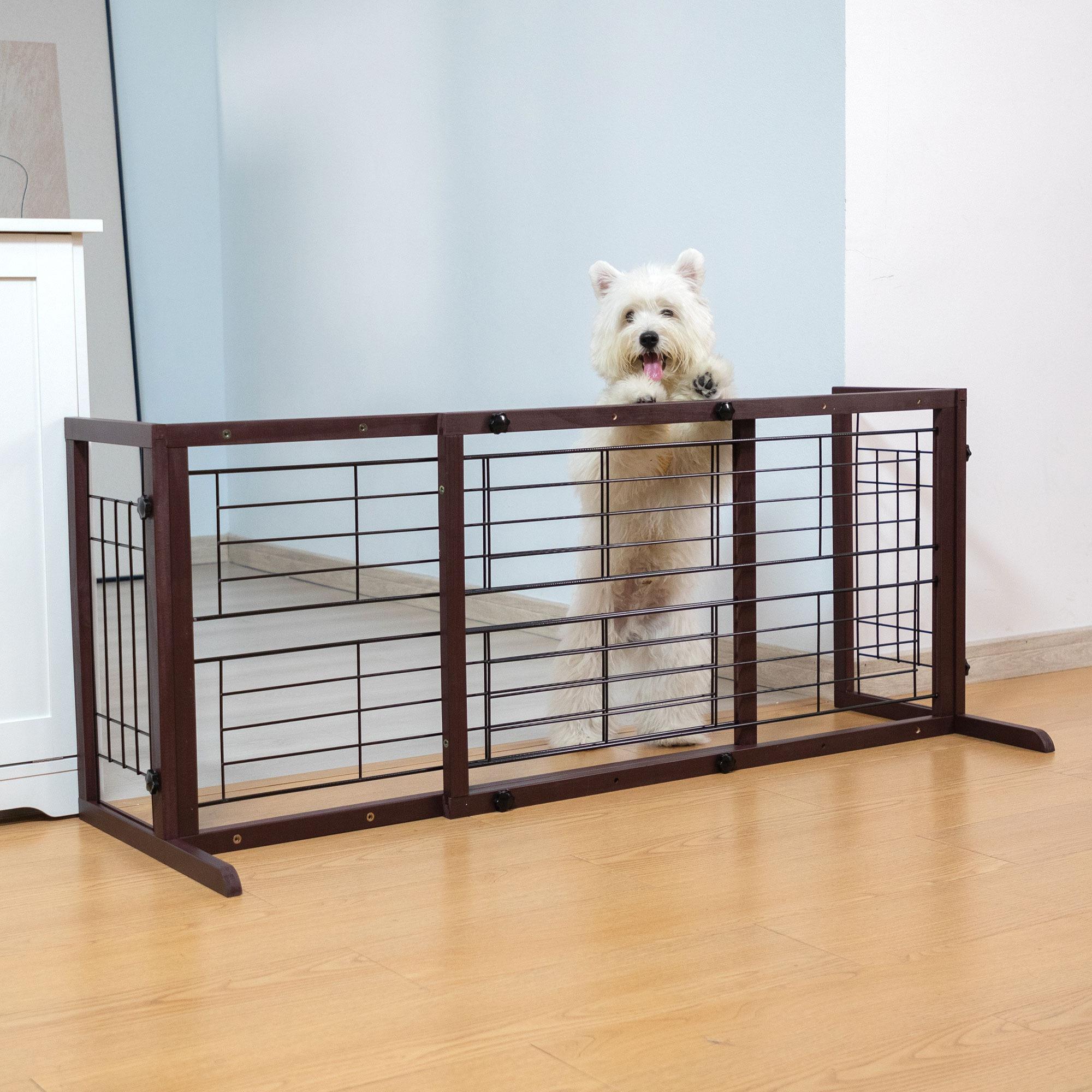 TEMU Freestanding Wood Pet Gate, 38"-71" Sturdy Solid Wood Dog Gate For The House, Doorway, Stairs, Pet Puppy Safety Fence
