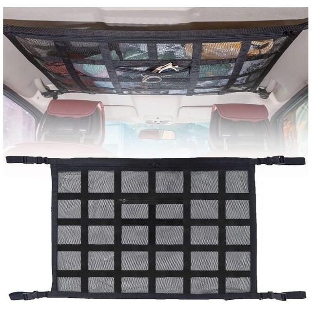 TEMU Upgrade Car Ceiling Cargo Net Pocket,heavy-duty Suv Roof Storage Net - Sag-resistant Double Layer Mesh Organizer For Truck/car Camping Gear & Travel Accessories, "x21.6"