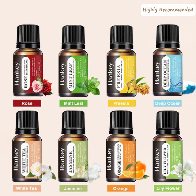 TEMU 8-piece Set Of Aromatherapy Essential Oils, Lavender, Rose, Sandalwood, And Water Soluble Aromatherapy For Humidifiers