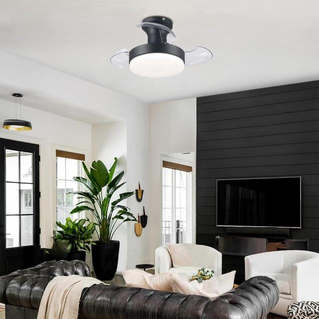 TEMU Ventilador de techo con retráctiles y luz, plegables, silencioso, regulable, 6 velocidades, motor reversible, ocultas, adecuado para dormitorio y .