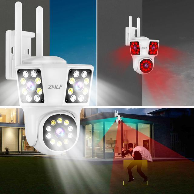 TEMU 2NLF - Cámara de Seguridad Exterior 3 Lentes 3 Pantallas Cámara de Vigilancia Color