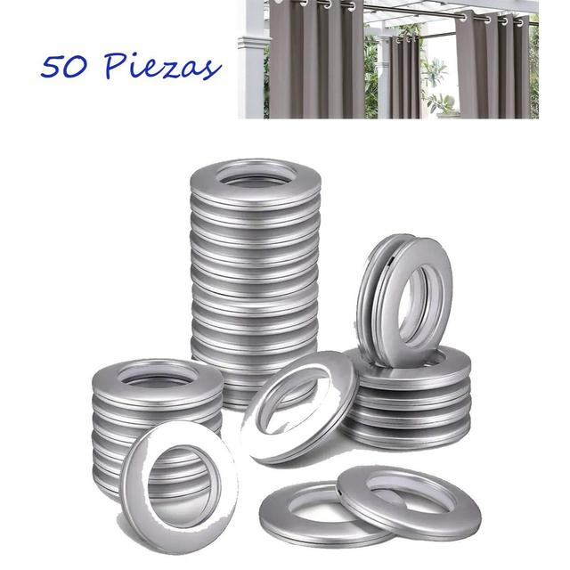 TEMU 50 Piezas Ojales Para Cortina Anillos De Cortina Arandelas de bajo Ruido sin Necesidad de Herramientas para Una Fácil Instalación de Plástico anillo (plateado)