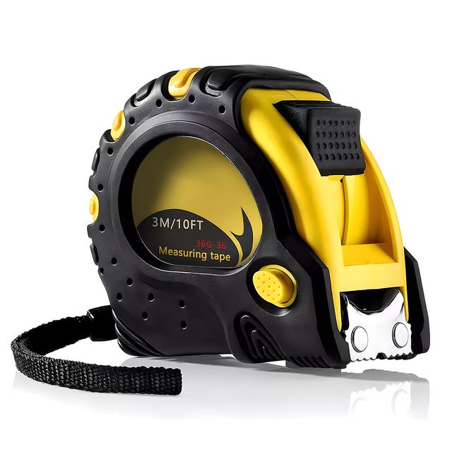 TEMU Flexometro 3 metros con Hule contra Impacto ,Cinta Metrica Ancha de 1" ,Herramientas Ergonómicas , Herramienta con en Centímetros, Pulgadas y Fracciones