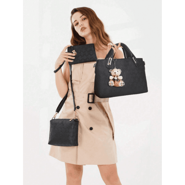 TEMU Bolso cruzado de 4 piezas para mujer, bolso de cosméticos con correa para el , conjunto de bolso grande de PU de lujo elegante