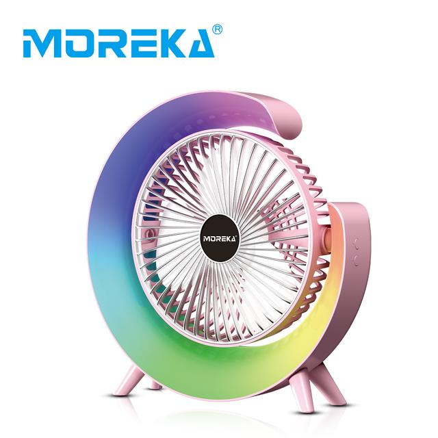 TEMU Ventilador portátil recargable por USB con luz LED de , ajustable a 180°, 3 velocidades, mini ventilador de escritorio Vendido por