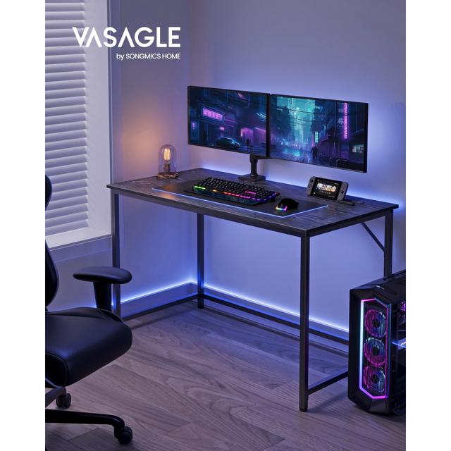 TEMU Escritorio, Mesa de oficina pequeña y estación de trabajo, Estudio, Dormitorio, Industrial, y negro