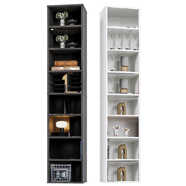 TEMU Librero, 180CM Librero Organizador, 8 Capa Librero Minimalista, Con de Fijación a la Pared Librero Madera, Vitrina Exhibidor Adecuado Para Salón,Cocina, Baño(Librero )