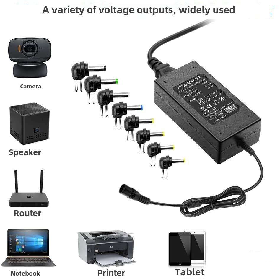 TEMU 1 Pieza Adaptador Corriente Universal 65W 7 Niveles Voltaje Ajustable con 8 Conectores para para Computadoras Portátiles Impresoras Proyectores y Humidificadores Entrega Local