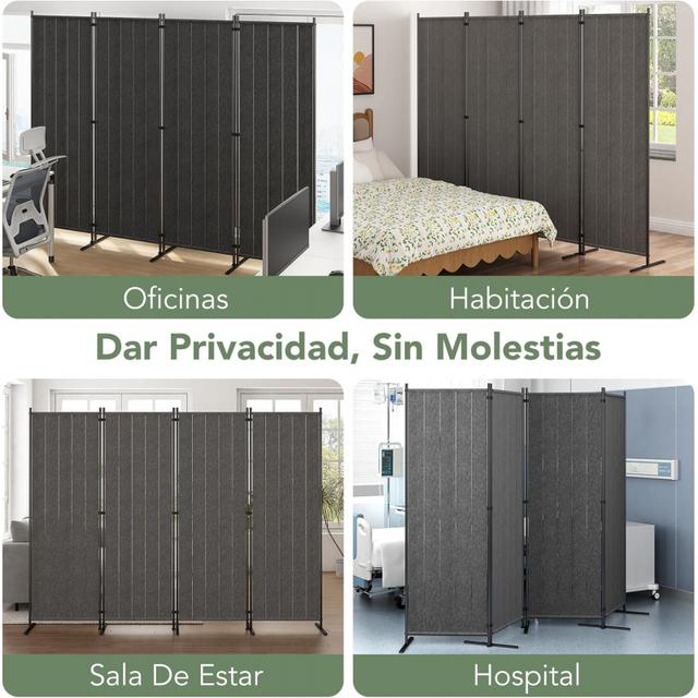 TEMU Separador de Habitaciones de 4 Paneles, Pantalla Separadora, 2 Tipos de Instalación, Enmascaramiento Completo y Medio Enmascaramiento, Divisores de Pared Biombos de Recámara
