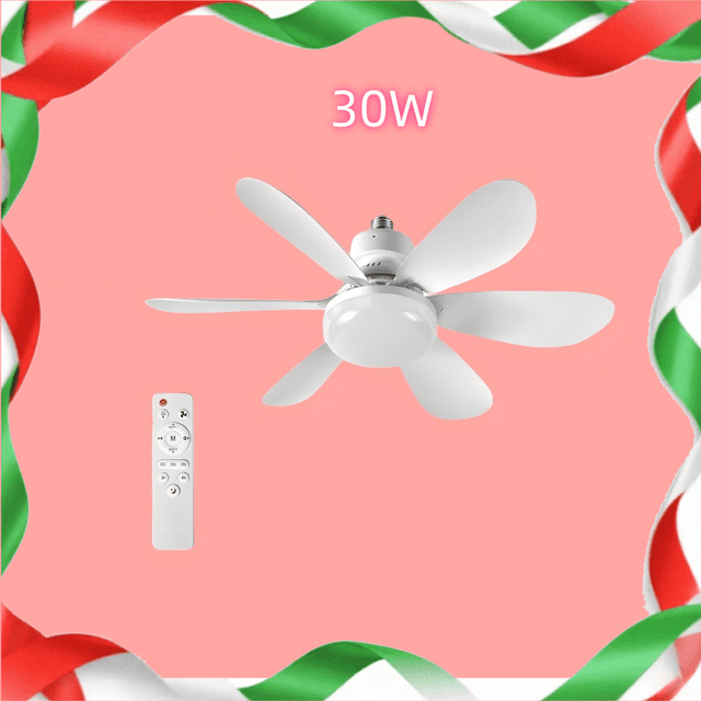TEMU Ventilador con Luz 30W ( E27): Blancas Desmontables + Control Remoto