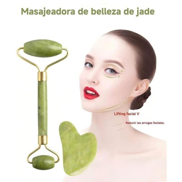 TEMU SIN DE JADE 2 piezas ROLLER DE JADE GA SHA PARA CARA, OJOS, CUELLO Y CUERPO QUE LÍNEAS FINAS Y DE NATURAL CON JADE