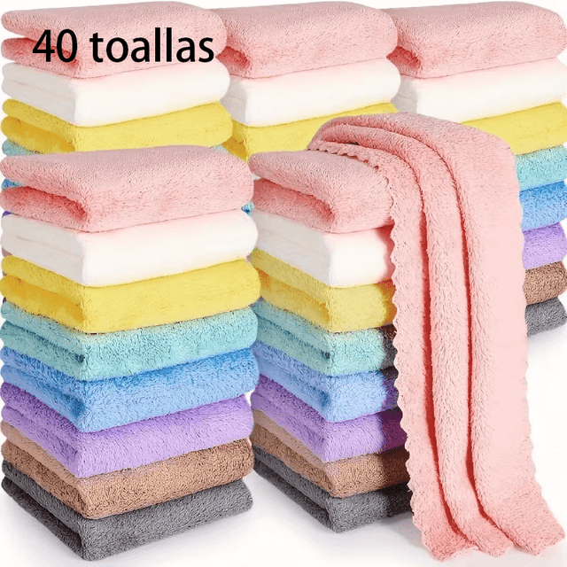 TEMU 40 Piezas De PañOs De Coral Para Desmaquillado, Marca Toallas Faciales De Microfibra Reutilizables , 30 X 30 Cm Colores Aleatorios Para Limpieza Facial Y