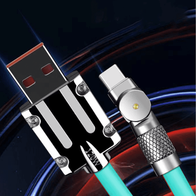 TEMU Cable giratorio USB-C de carga rápida a 180° / Cable de datos de silicona líquida de 120W / Adecuado para dispositivos de juegos y teléfonos Android