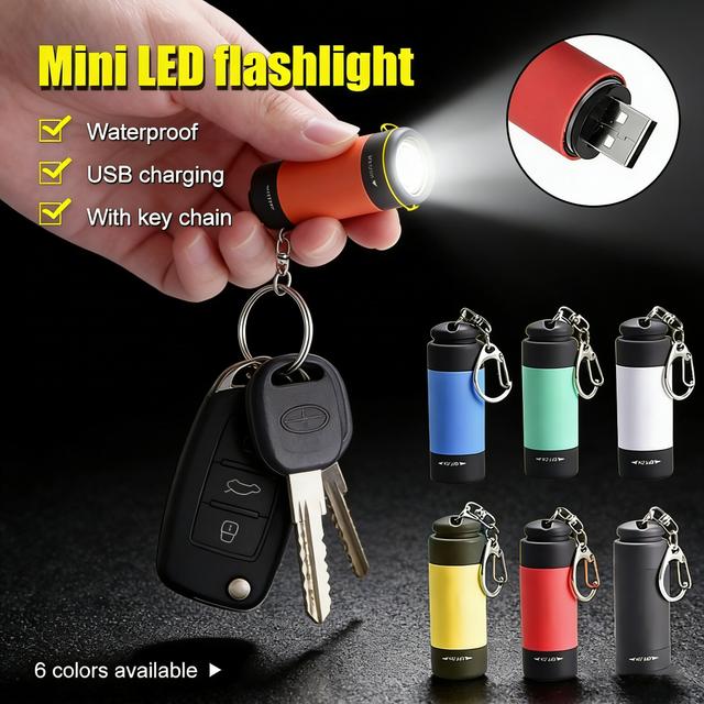 TEMU linterna, linterna mini, portátil, carga USB, portátil mini, para abrir, adecuado para uso en casa y