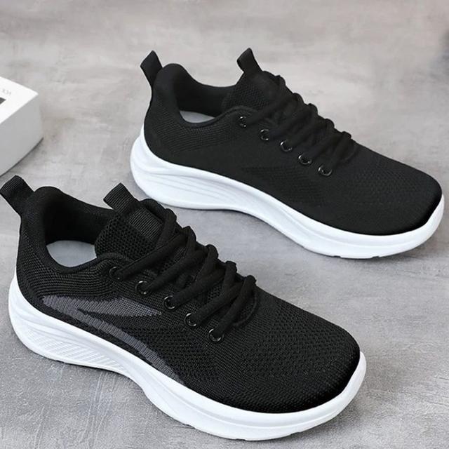 TEMU Zapatillas deportivas casuales, zapatillas de malla transpirable, zapatillas para correr de color rosa con cordones y caña para mujer