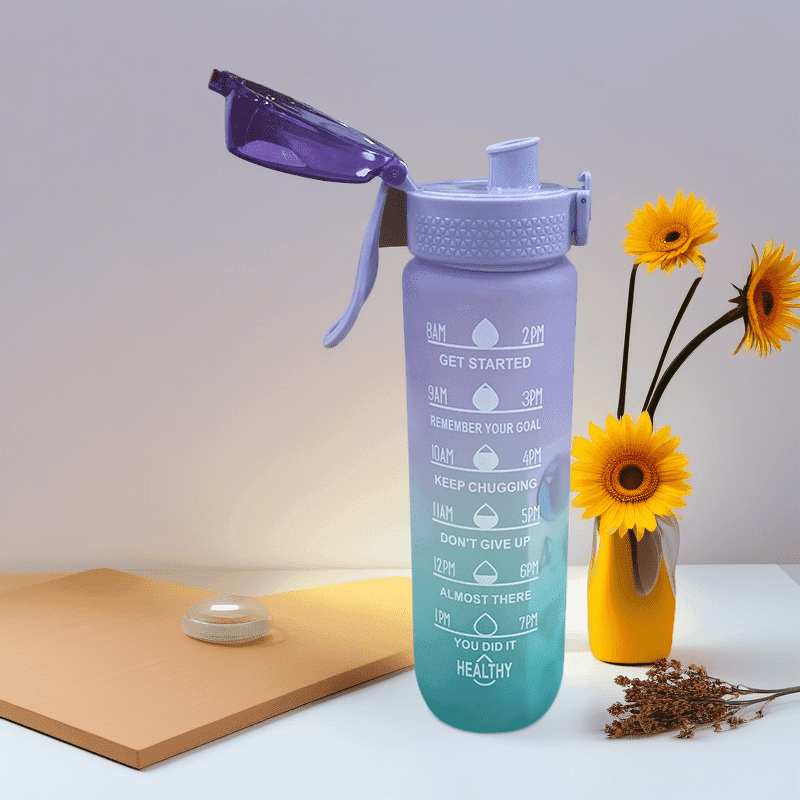 TEMU Botella de agua de capacidad con caña y marca de nivel para - Ligera, portátil, sin BPA, plástico PC, ideal para estudiantes y actividades