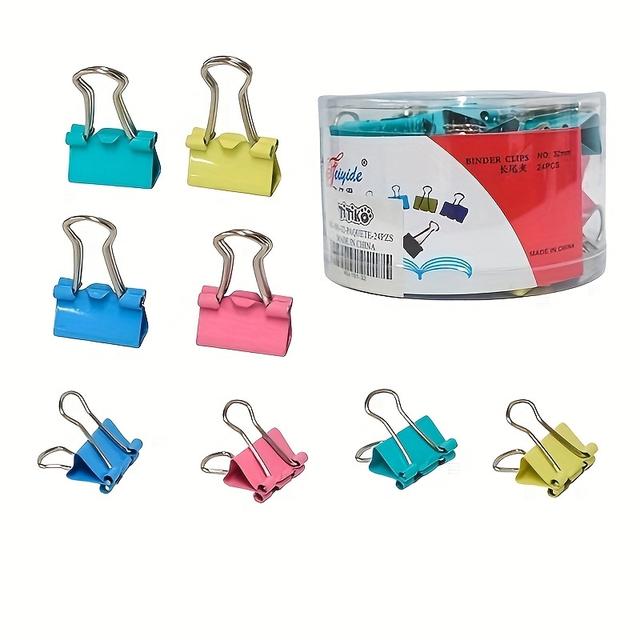 TEMU 24 Clips de de oficina coloridos largos de de hierro sólido, ideales para clasificación adecuados para el hogar, y .