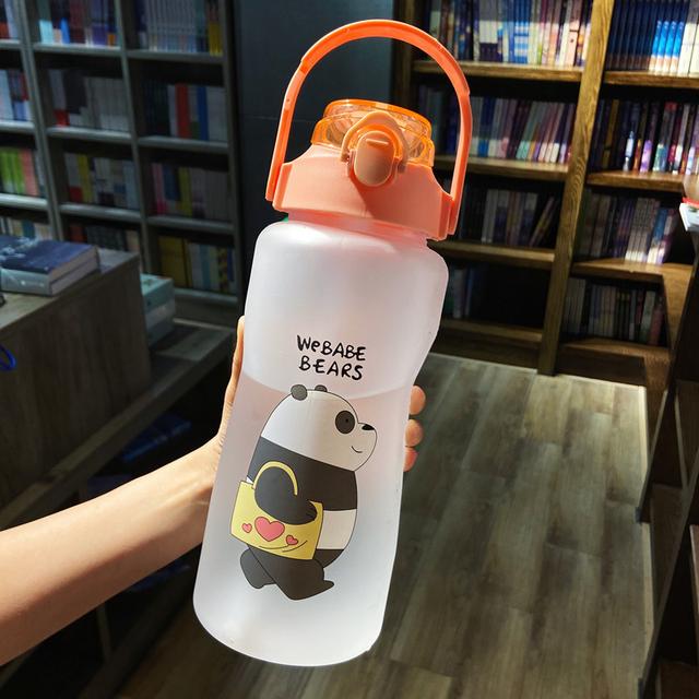 TEMU Botella de Agua de 2000ml con Panda Lindo y para - Ligera, Portátil, Plástico PC Libre de BPA, Ideal para Estudiantes y Actividades