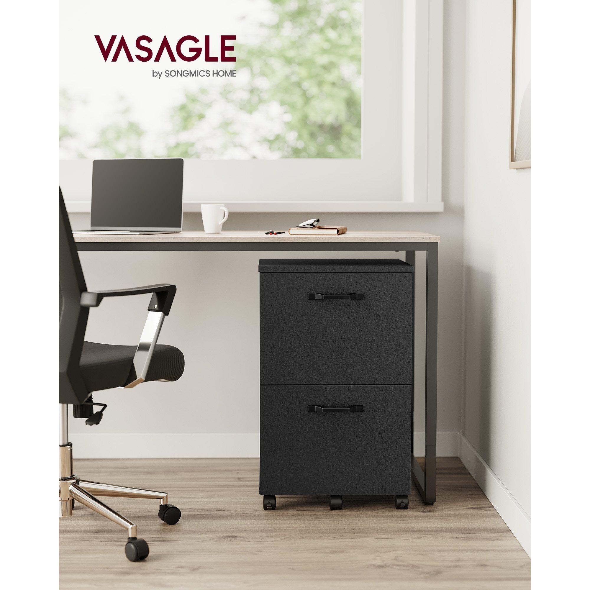TEMU SONGMICS HOME Mueble Archivador de 2 Cajones, Archivador Móvil, Soporte Impresora, para Oficina en Casa, para Documentos de Tamaño A4, Carta, Carpetas, Negro Mate OFC040B16