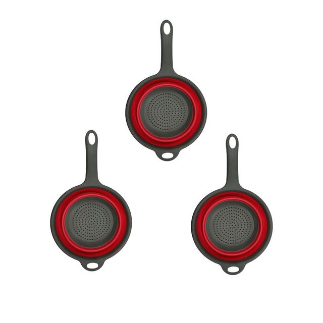 TEMU Juego de coladores plegables de 3 piezas con asas, una rejilla de drenaje plegable que para lavar , y una cesta de drenaje fácil de limpiar. Disponible en verde, y azul.