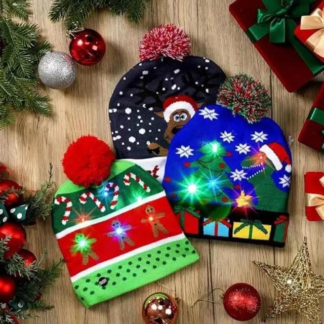 TEMU Gorro Navideño Tejido Caliente con Diseño Festivo, para Fiestas y Invernales, ¡Confort y Navideña Garantizados