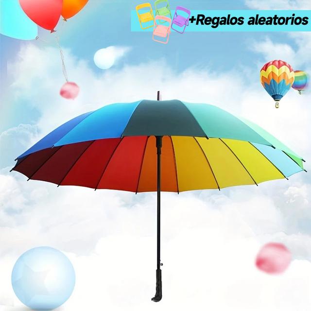 TEMU Paraguas con 16 Costillas, Paraguas Antiviento Potente - Súper Resistente con 16 Huesos de Ala - de de Calidad, Adecuado para Niños, Adultos