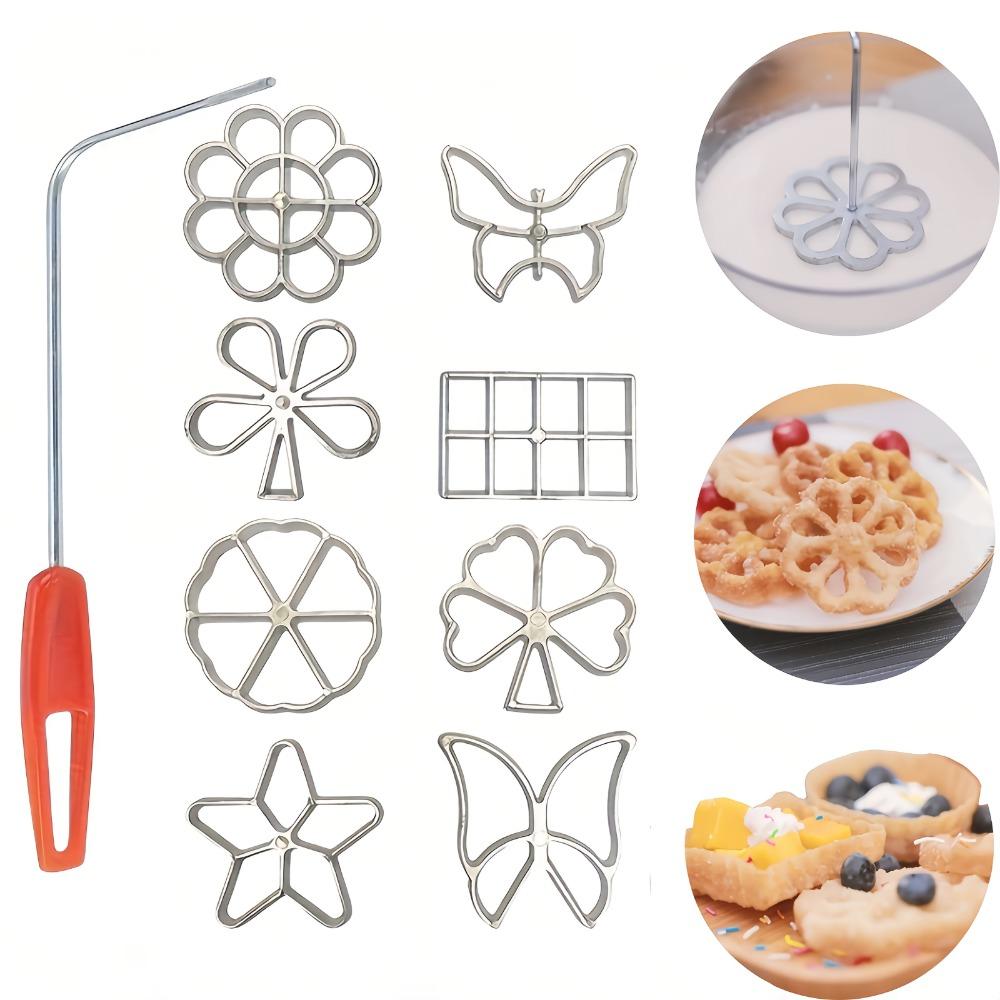 TEMU Juego de 5piezas de cortadores de en forma de flor con asa de plástico, aleación, antiadherente, no requiere batería, para hornear y manualidades.