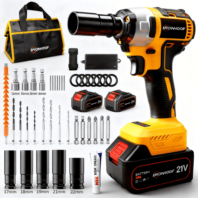 TEMU Llave De Impacto Impacto y Taladro Inalámbrico Torque 500Nm Profesional Con 2 Baterías 4.0Ah y 30 Accesorios