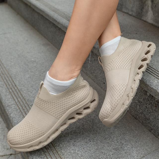 TEMU WEIDE Zapatillas deportivas sin cordones para mujer, y transpirables, con suela hueca antideslizante y estilo moderno para caminar o uso