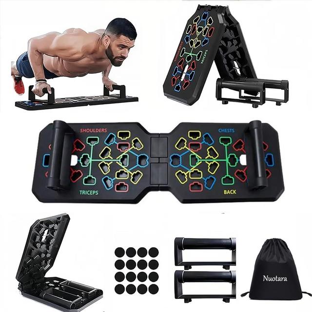 TEMU Tabla de Levantamiento de Pesas Plegable 20 en 1 con Asas de Flexión – Entrenamiento de Cuerpo Completo para Pecho, Espalda, Brazos y Core, Ideal para Gimnasio en Casa, Uso Doméstico o , Unisex