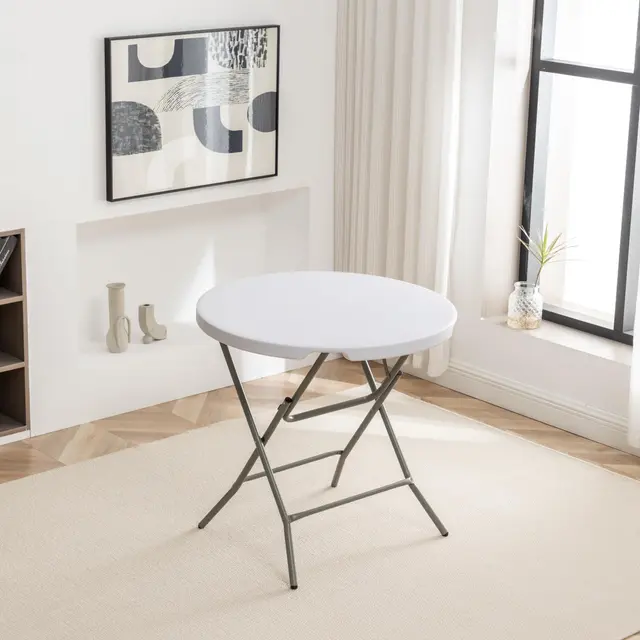 TEMU Mesa plegable redonda de 32" de plástico para comidas, juegos de cartas, campings, eventos y fiestas, color