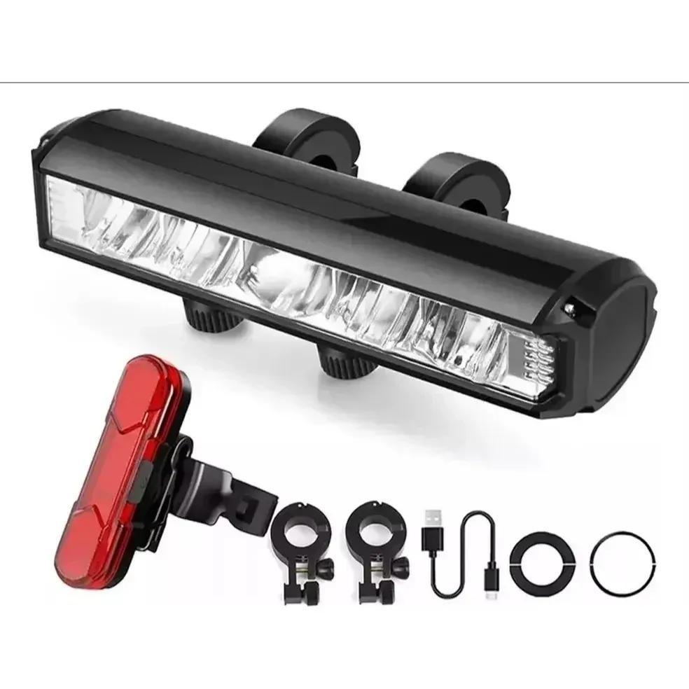 TEMU Luz para Bicicleta 6000 LED, Delantero y Luz Trasera, Impermeable, USB Recargable, 5 LED de Potencia, Luz para Bicicleta de Montaña (MTB) y Bicicleta de Carretera
